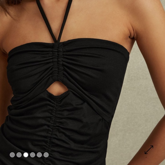 REISS Solare Cutout Halter Black Top Viscose Jersey Size L Made In Turkey - Picture 1 of 15